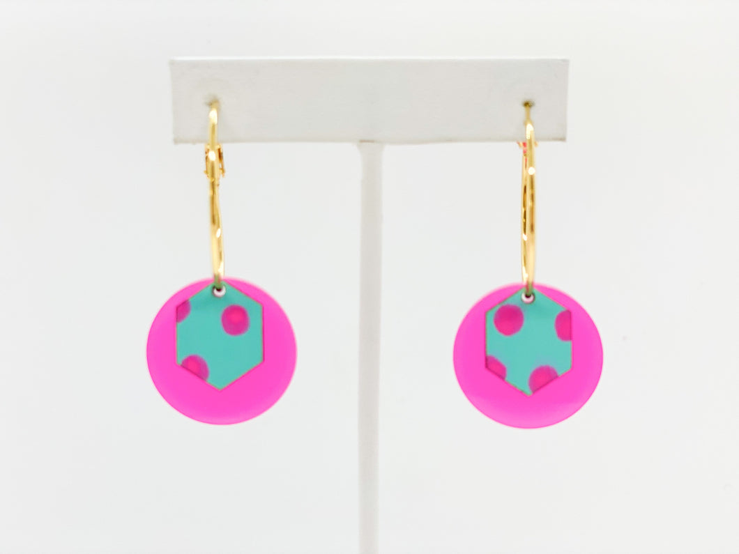 Hoops Earrings-Pink Aqua