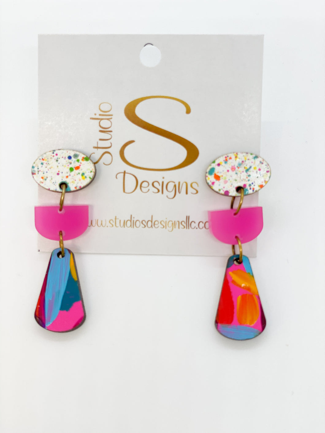 Betty Earrings-White Pink Blue Yellow Green