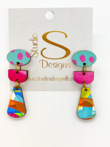 Betty Earrings-Aqua Pink Blue Lime Orange