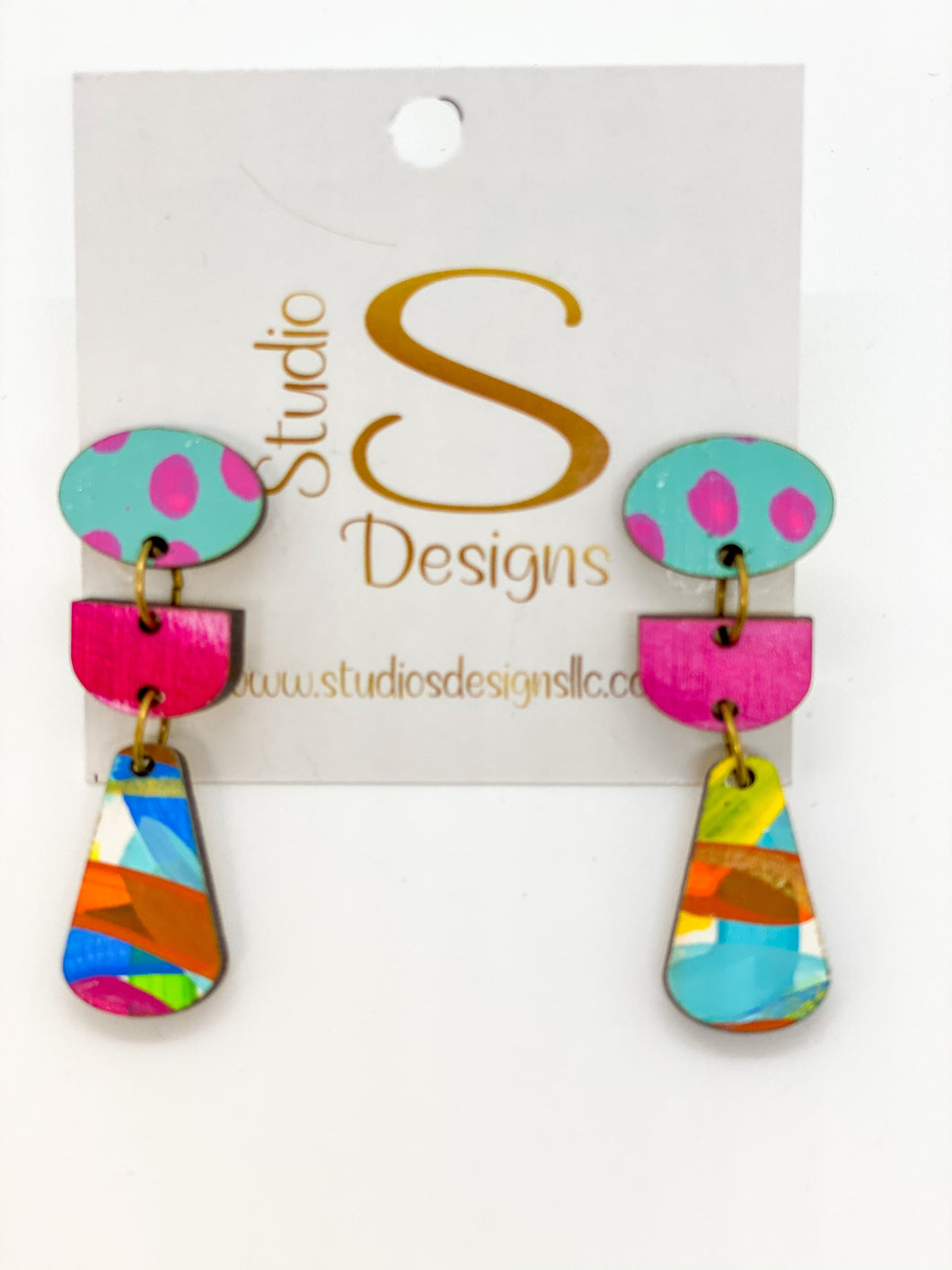 Betty Earrings-Aqua Pink Blue Lime Orange