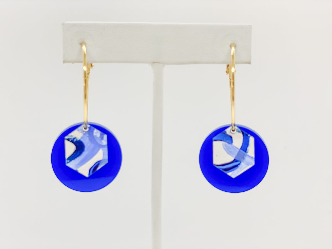 Hoops Earrings-Royal Blue White