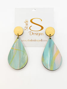 Kelsey Earrings-Gold Green Blue Pink