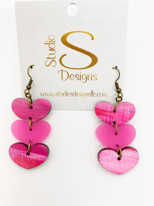 All Hearts Earrings-Pink
