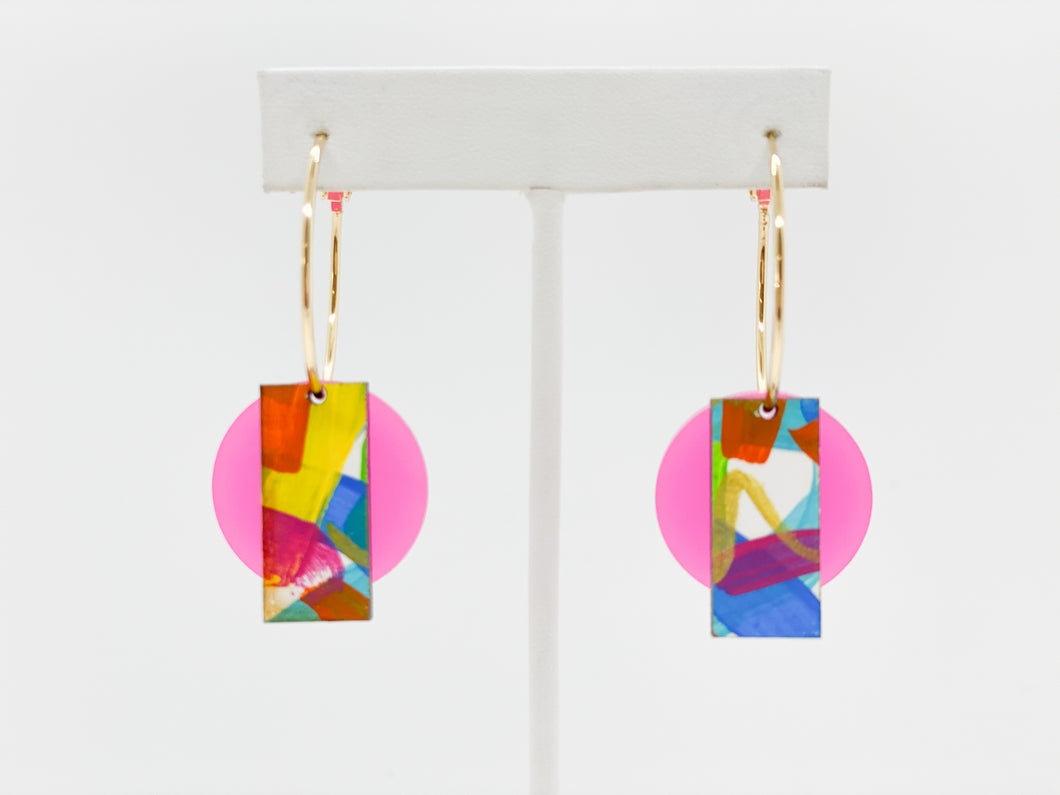 Hoops Earrings-Pink Blue Yellow Lime