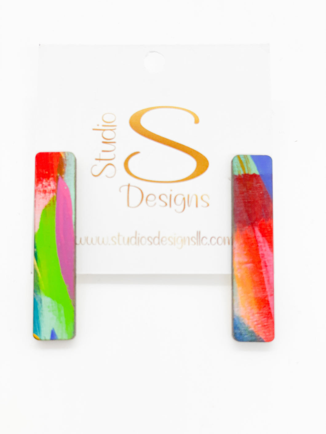 Adrian Earrings-Orange Turquoise Green Gold