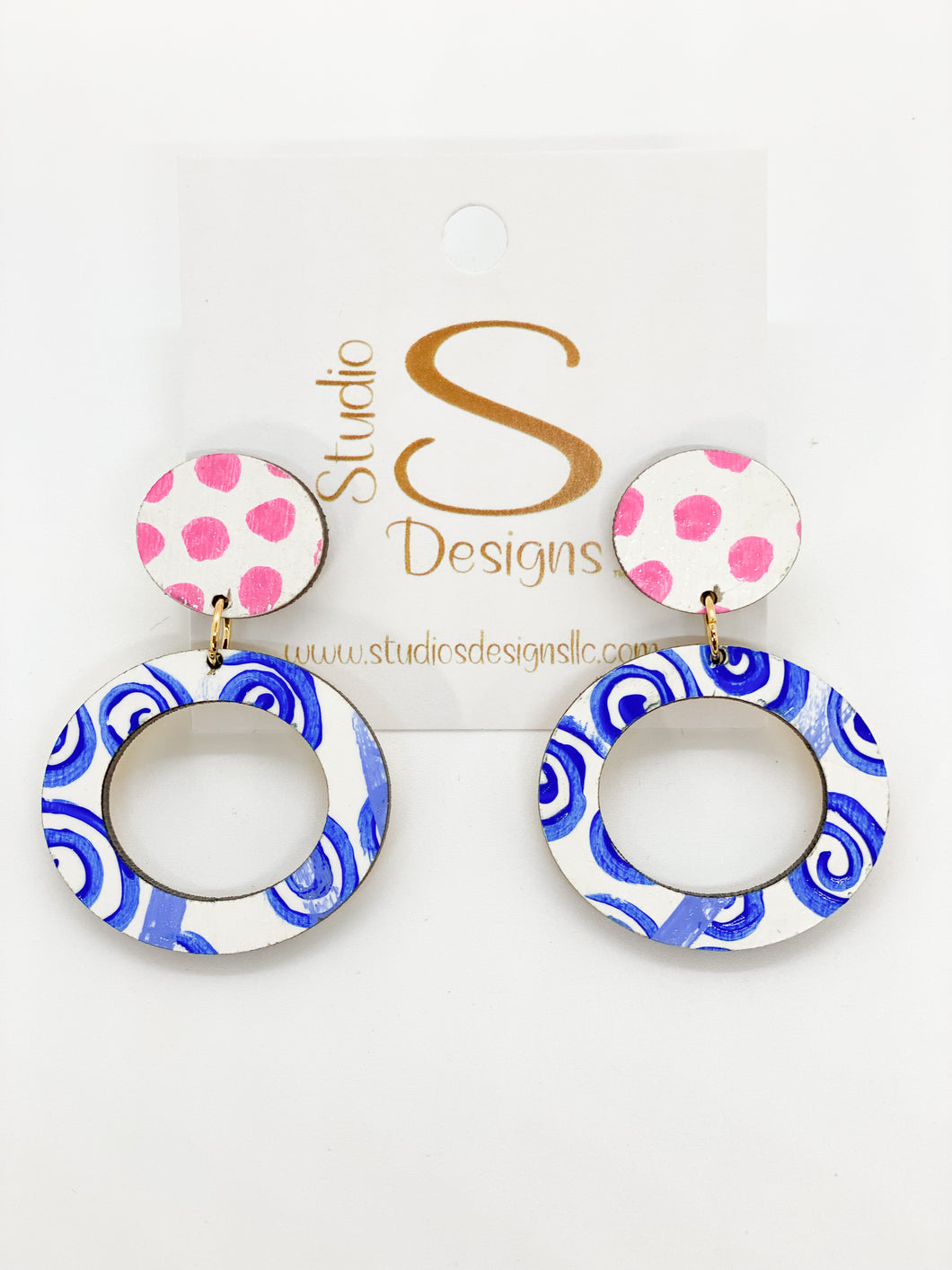 Rosie Earrings-White Pink Blue
