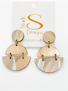 Nancy Earrings-Natural Abstract Bronze Champagne