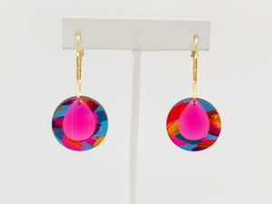 Hoops Earrings-Pink Aqua Yellow