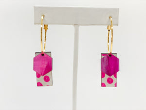 Hoops Earrings-Pink White