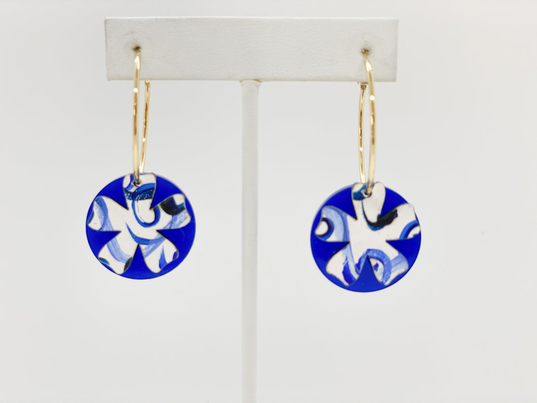Hoops Earrings-Royal Blue White