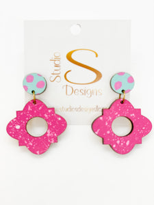 Grace Earrings-Aqua Pink