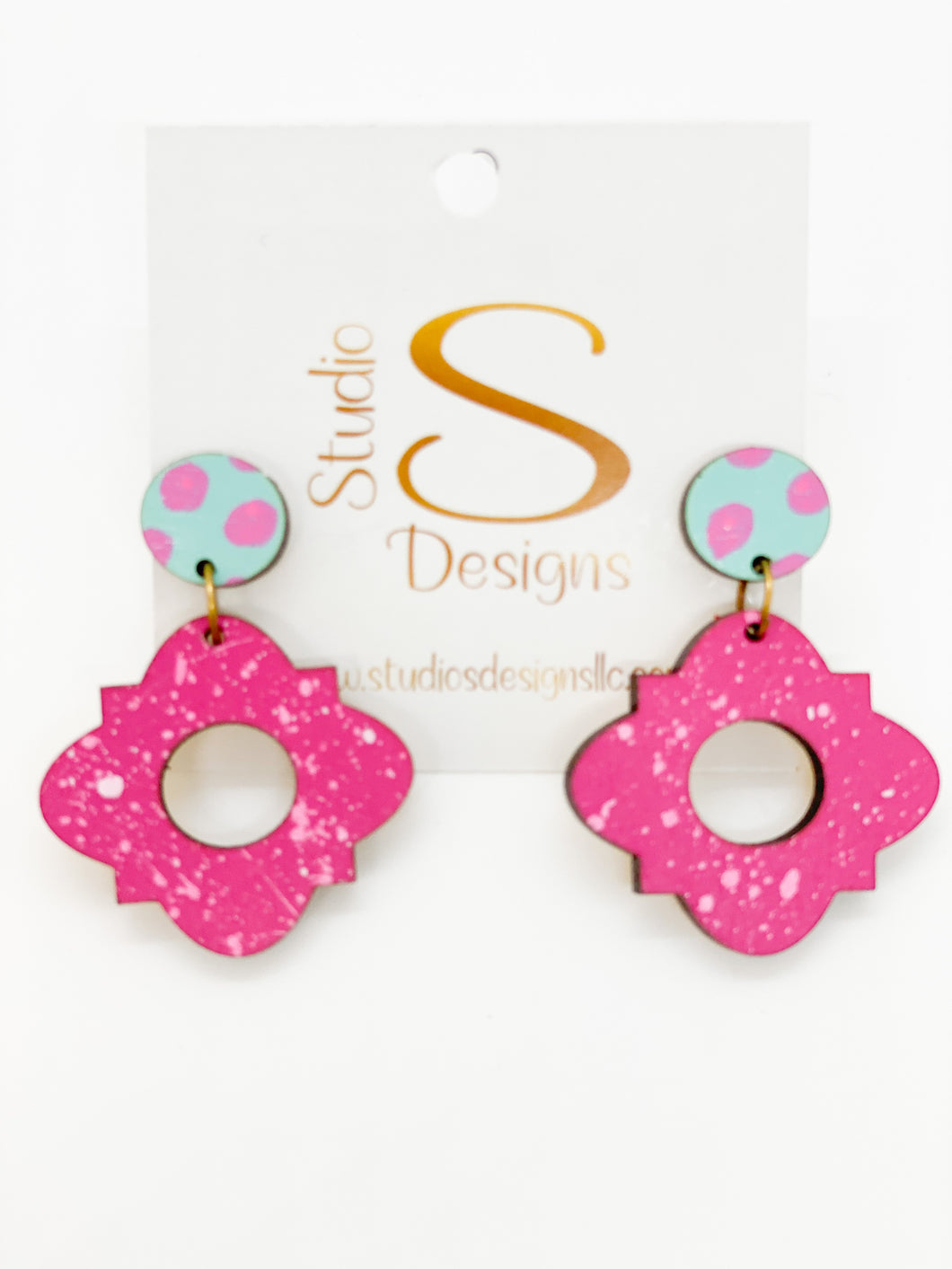 Grace Earrings-Aqua Pink