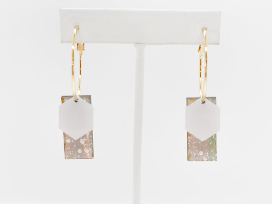 Hoops Earrings-Pearl Pink Green Blue