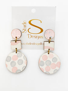 Odessa Earrings-Cream Pink Gray