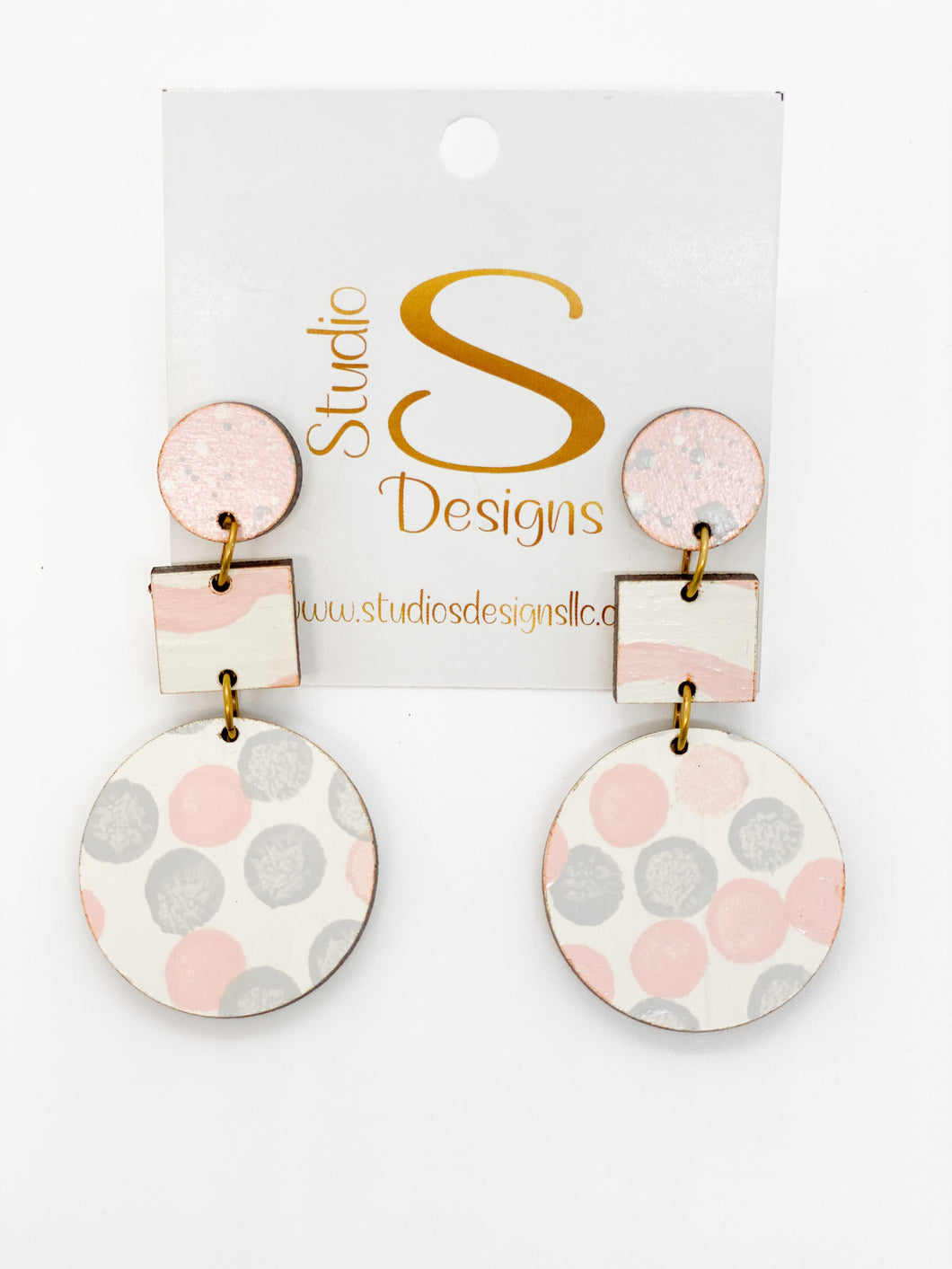 Odessa Earrings-Cream Pink Gray