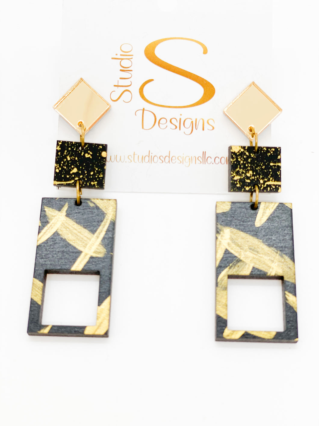 Adelaide Earrings-Gold Black Gold