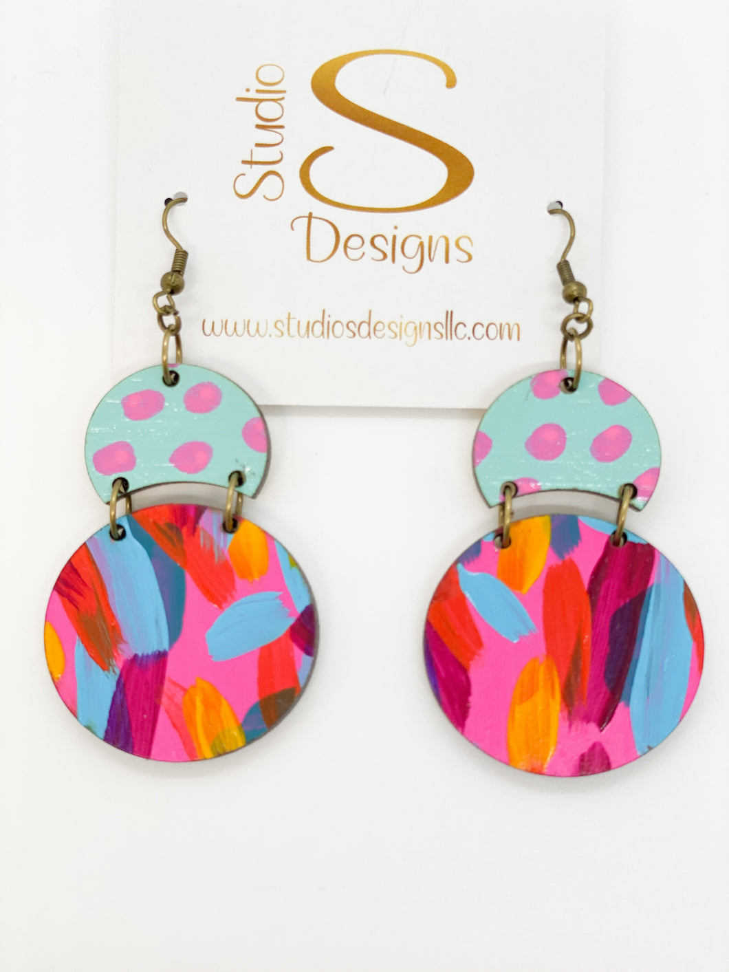 Kelly Earrings-Aqua Pink Yellow