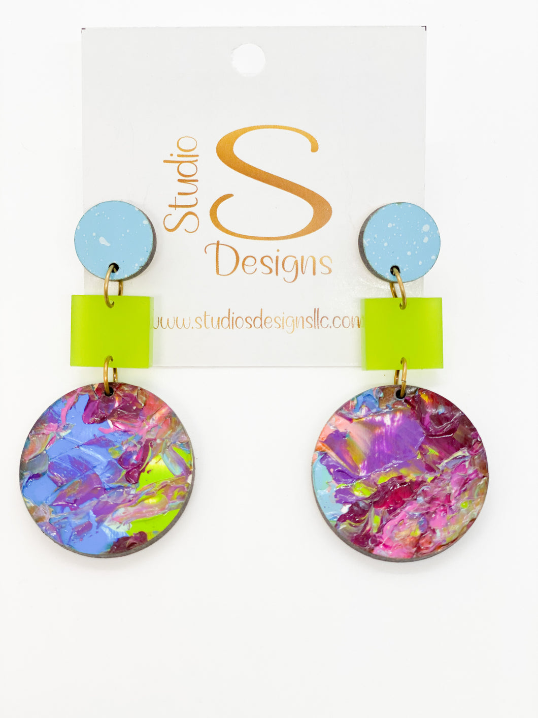 Odessa Earrings-Aqua Lime Pink