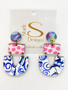 Berkley Earrings-Blue Magenta White
