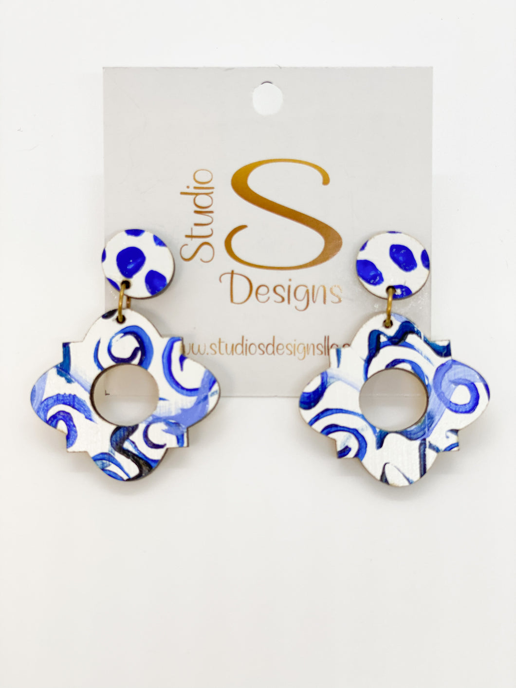 Grace Earrings-White Blue