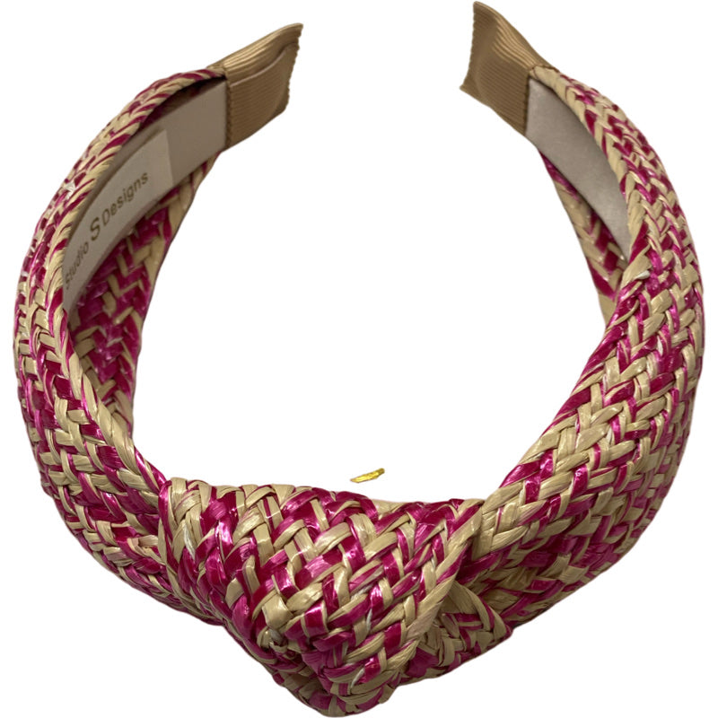 Headband- Hot Pink and Natural Rattan