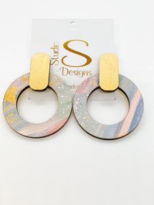 Randi Earrings-Gold Pink Blue Cream