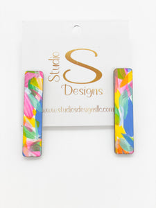 Adrian Earrings-White Pink Lime Blue