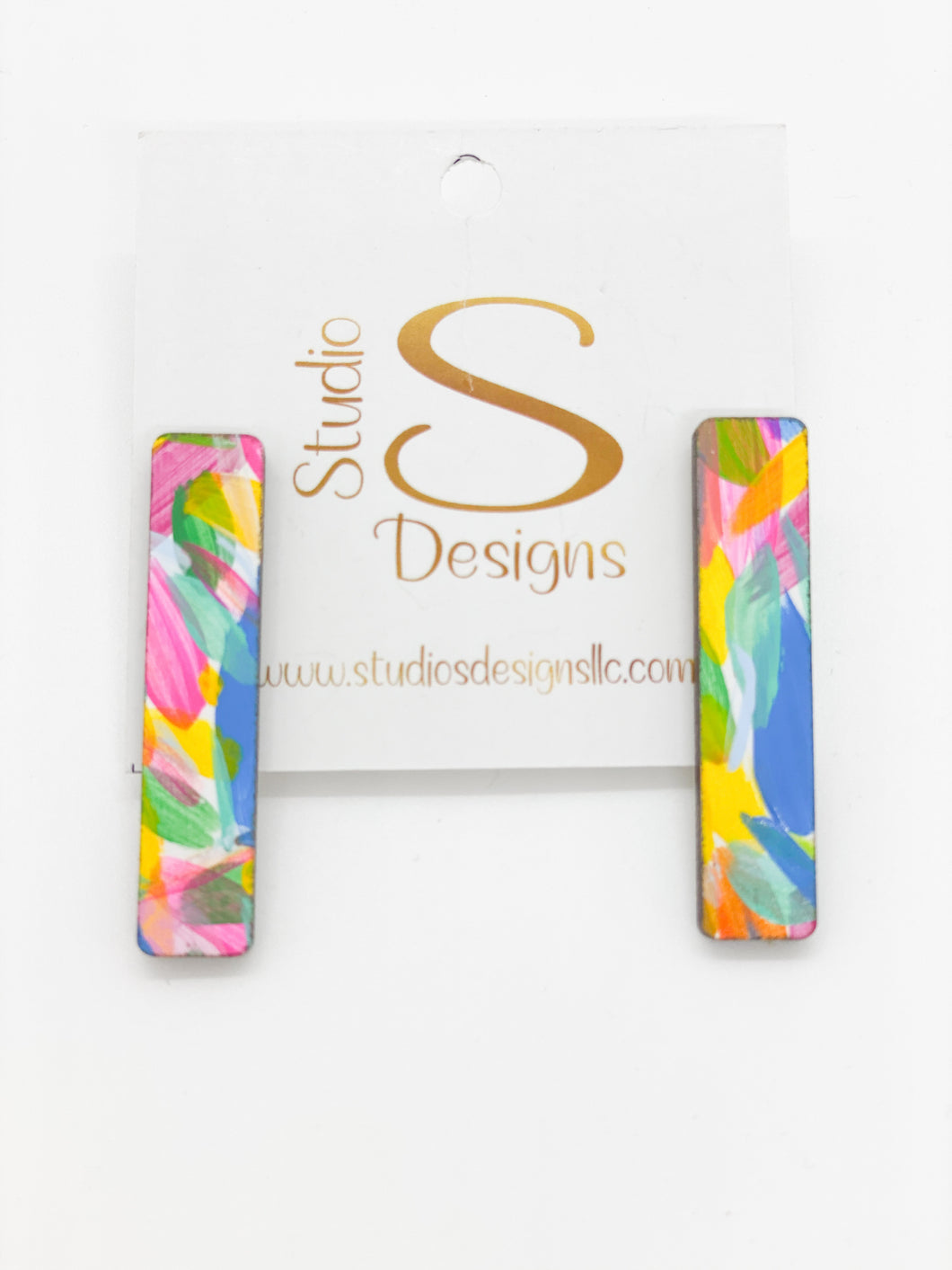 Adrian Earrings-White Pink Lime Blue